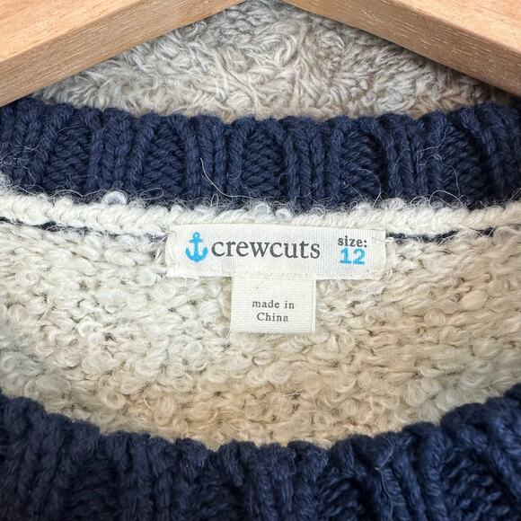Crewcuts Fuzzy Stripe Knit Sweater Boys Girls 12 Navy Blue White Colorblock - Picture 5 of 8